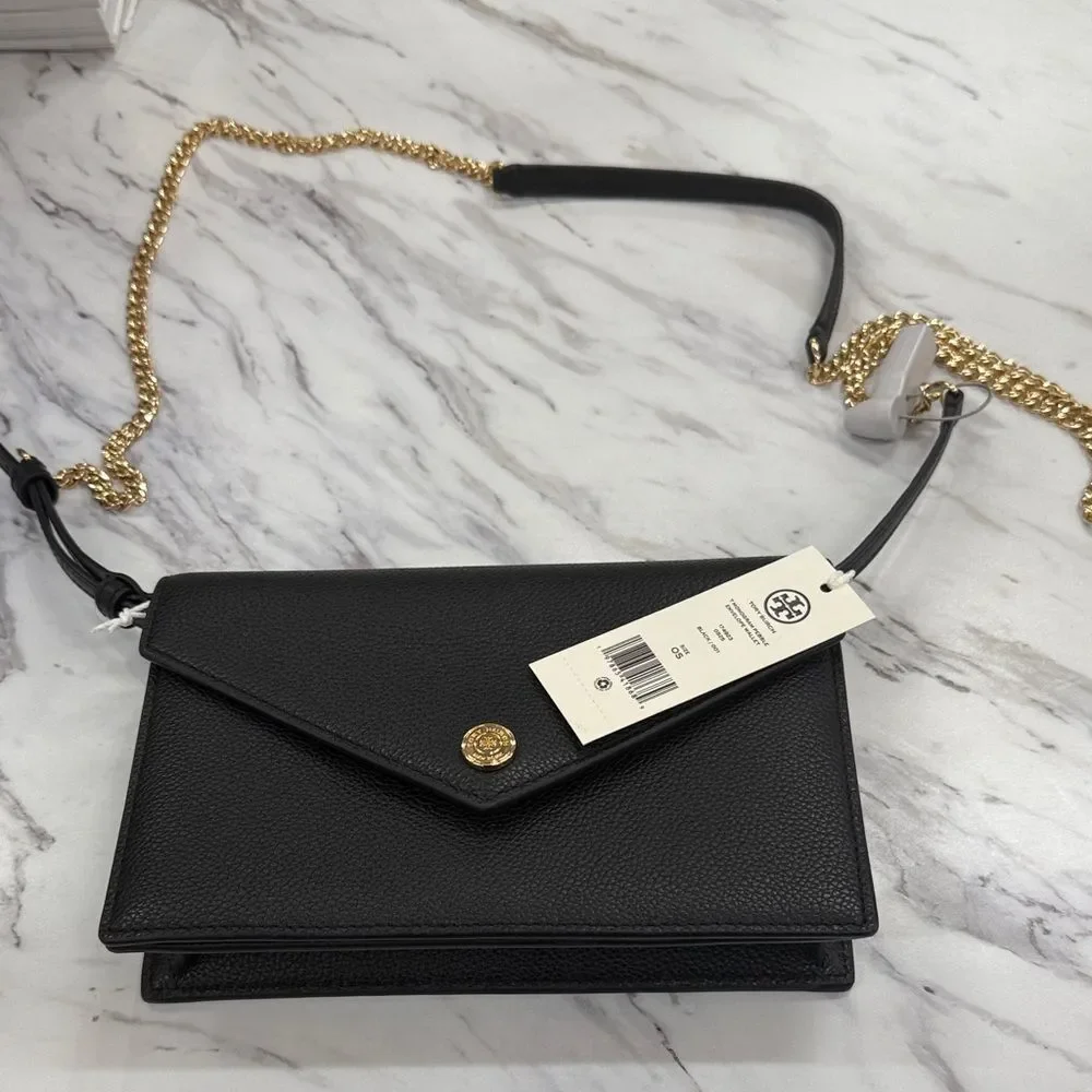 Tory Burch Black Crossbody Bag with Gold Chain